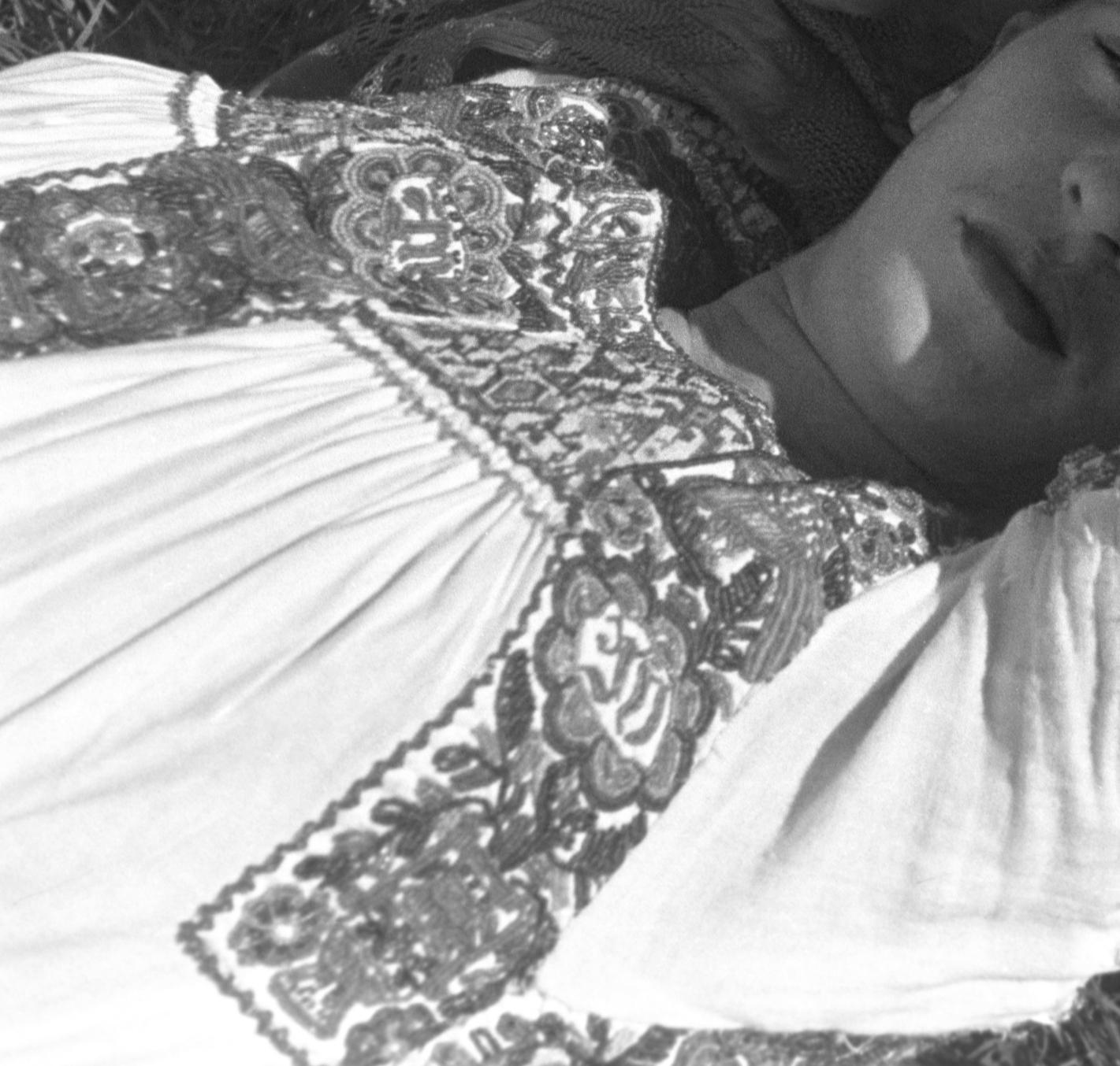 Frida posing, Xochimilco, 1941. - Black Portrait Photograph by Leo Matiz