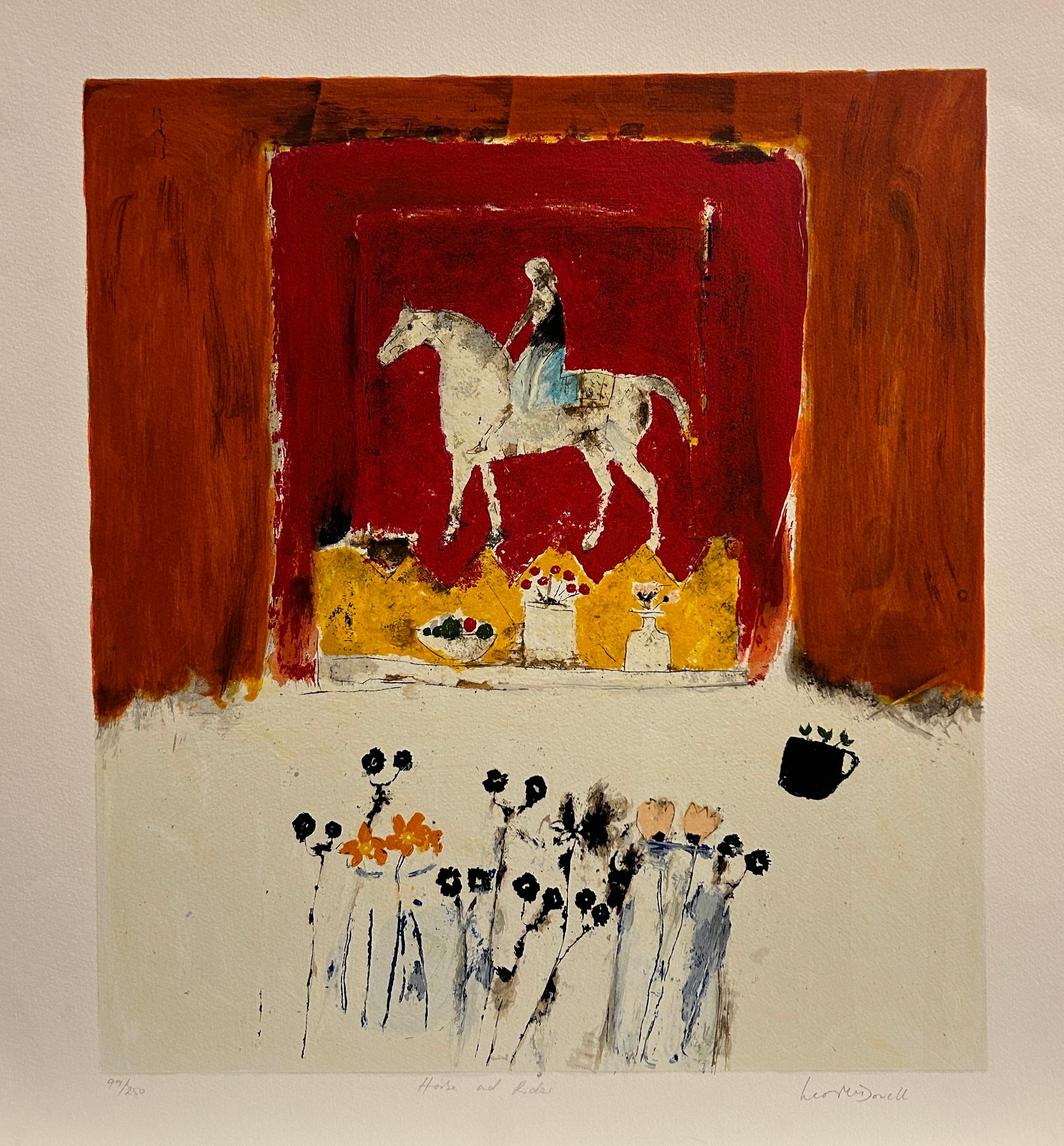 Leo McDOWELL Figurative Print – Pferd und Reiter