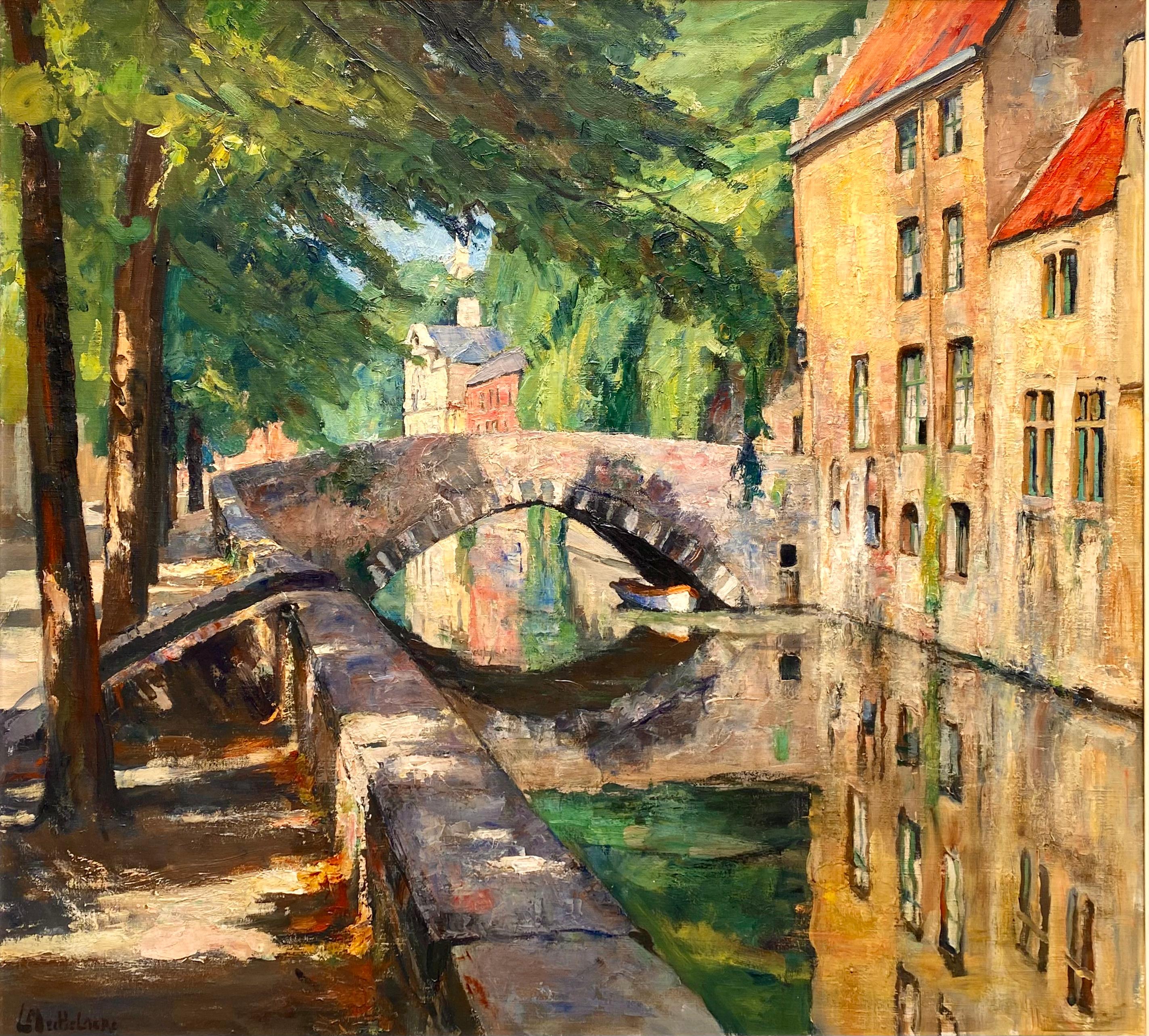 'A View of Bruges – The Meebridge' by Leo Mechelaere, 1880 – 1964, Belgian For Sale 1