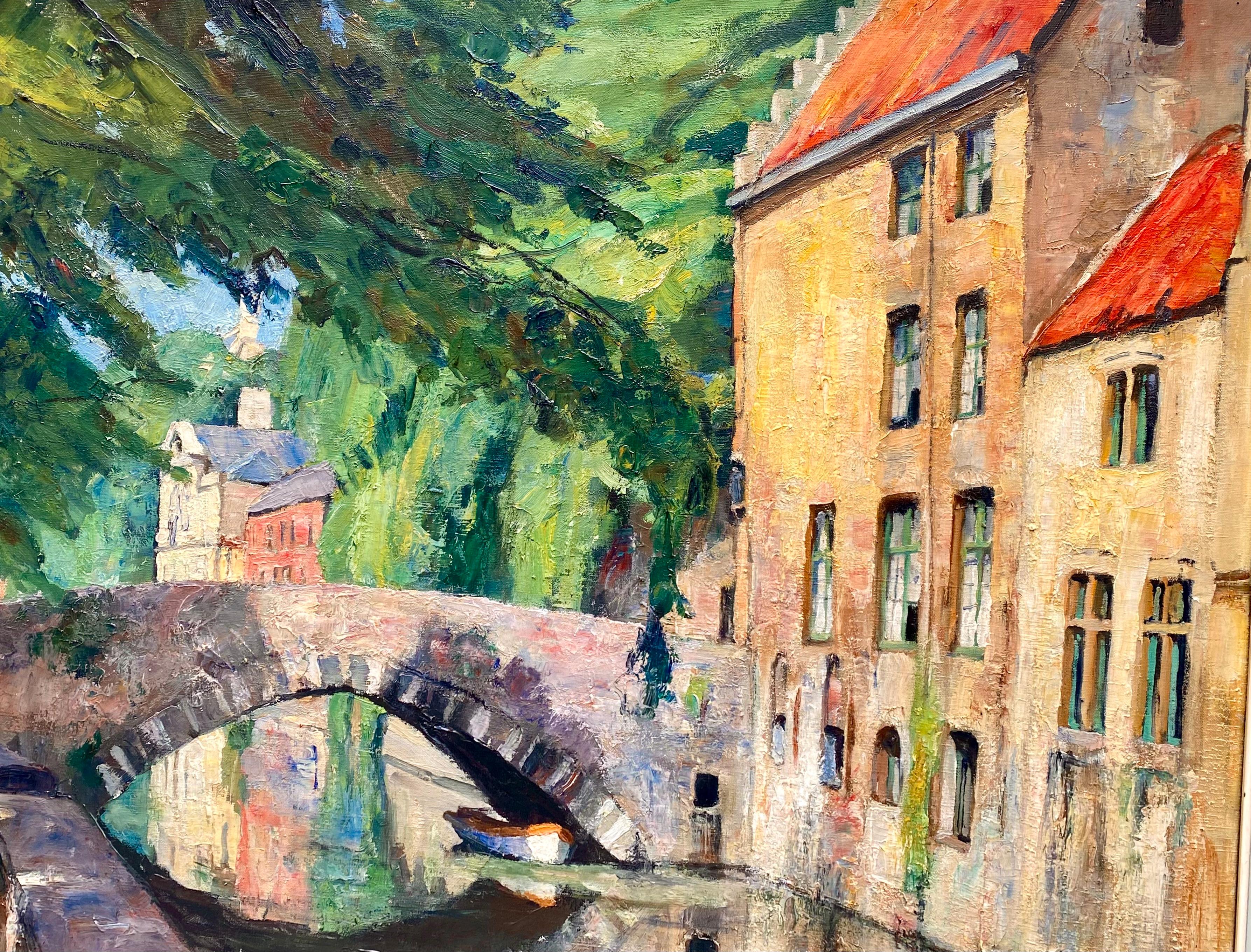 'A View of Bruges – The Meebridge' by Leo Mechelaere, 1880 – 1964, Belgian For Sale 3