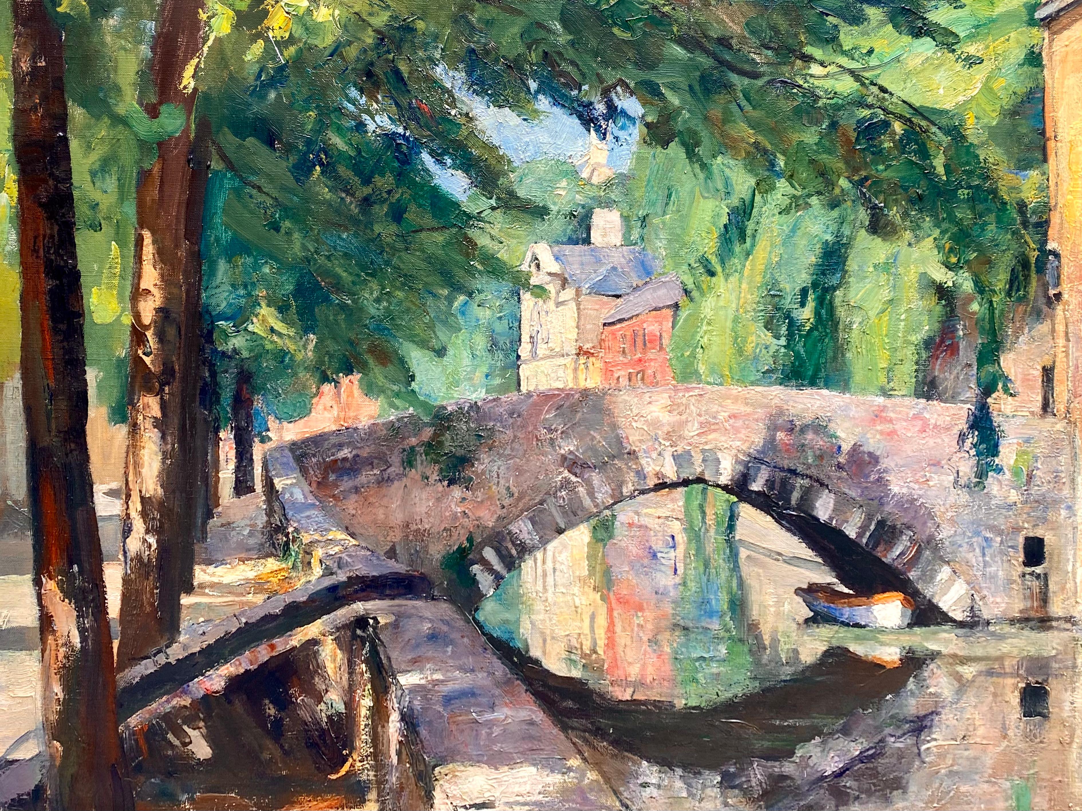 'A View of Bruges – The Meebridge' by Leo Mechelaere, 1880 – 1964, Belgian For Sale 4