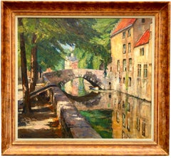 'A View of Bruges – The Meebridge' by Leo Mechelaere, 1880 – 1964, Belgian