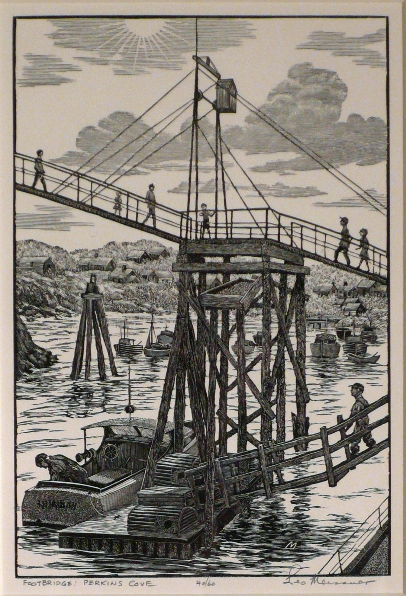 Leo Meissner Landscape Print - FOOTBRIDGE, PERKINS COVE