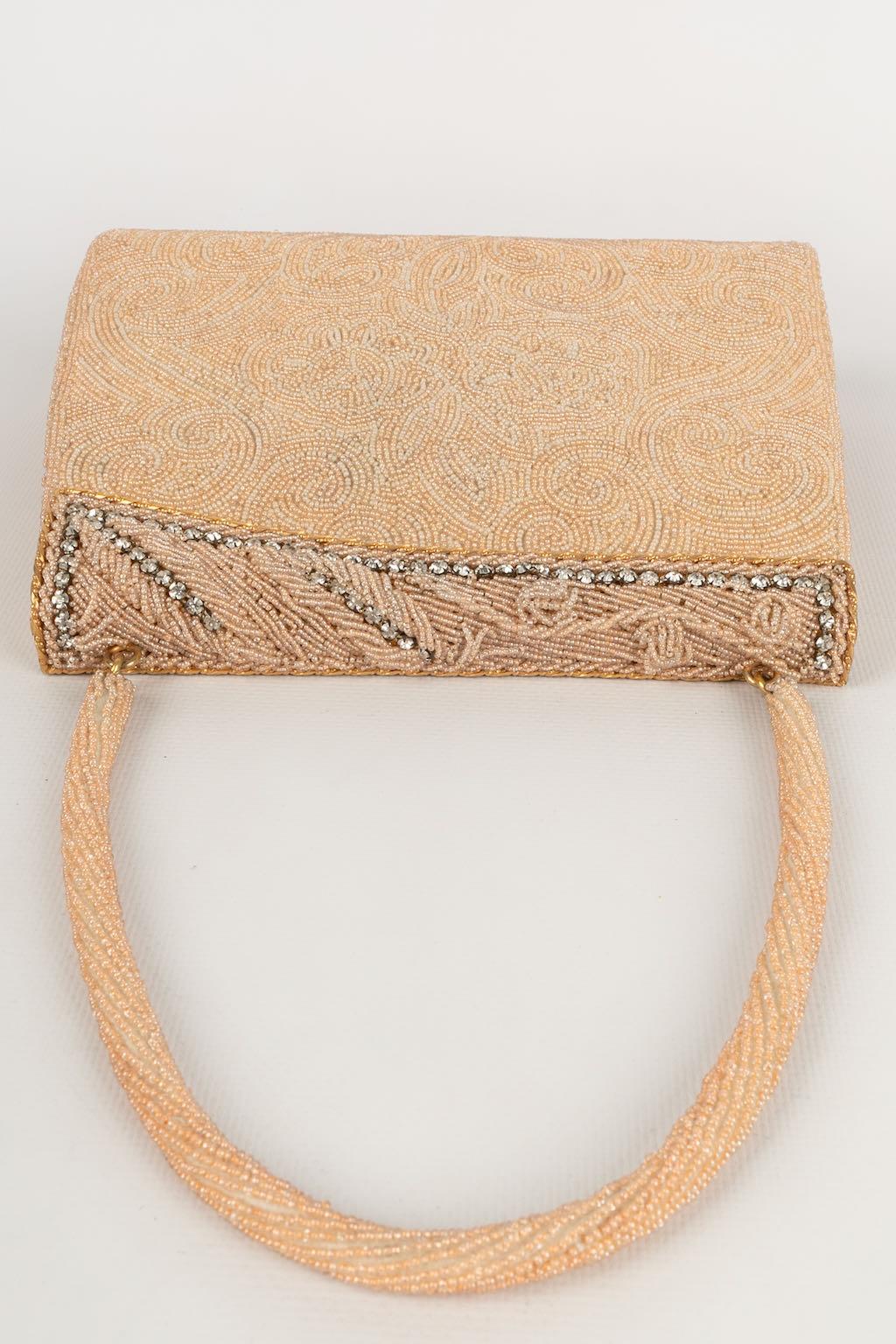 Beige Léo Miller beaded bag For Sale