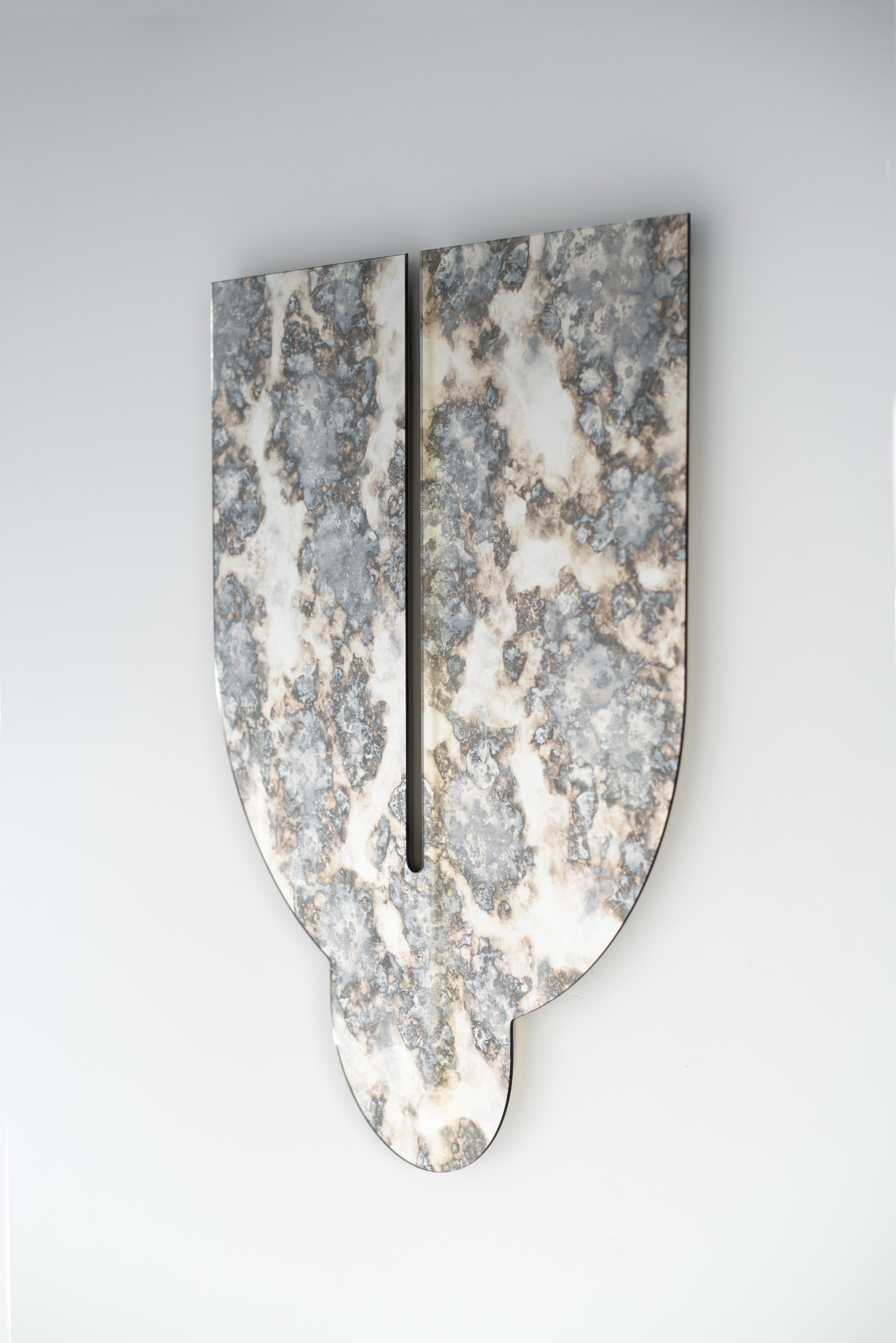 Contemporary Silver Antiqued Mirror - Leo Mirror by Ben & Aja Blanc For Sale