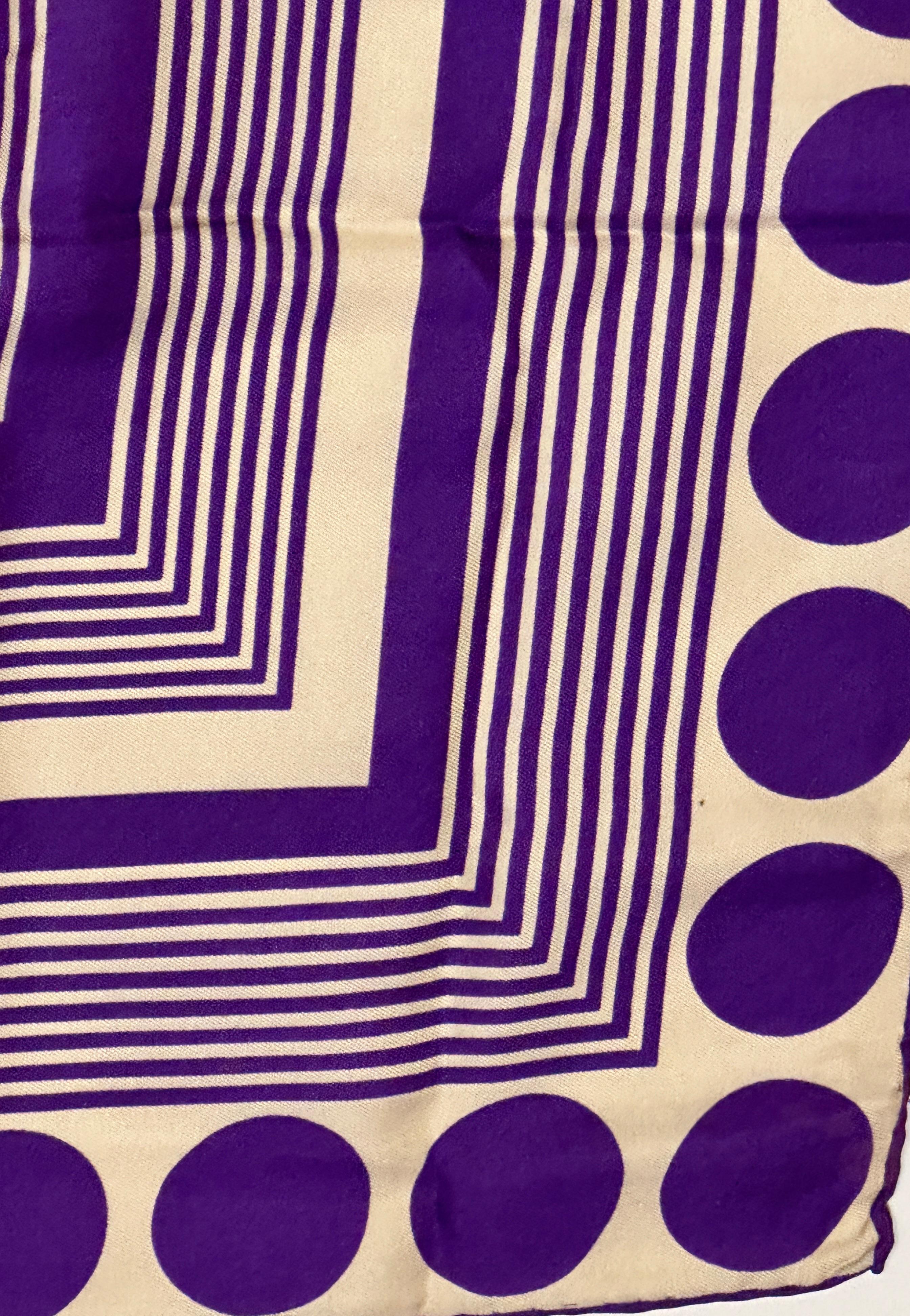 Leo Narducci Wonderfully Bold Vivid Ivory and Rich Purple Abstract Silk Scarf For Sale 5