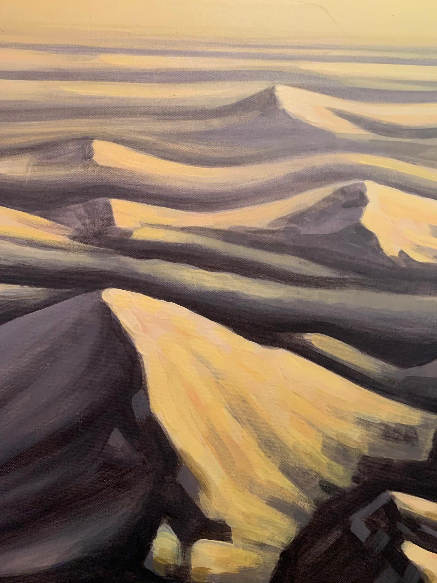Yellow Mountains - Large Contemporary Landscape Original Oil On Canvas  - Painting by Leo Pan