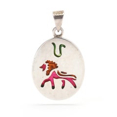 Leo Pendant, Sterling Silver, Zodiac, August, Lion Pendant, Mexican Silver