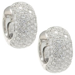 Leo Pizzo 18 Karat White Gold Pave Diamond Huggie Hoop Earrings
