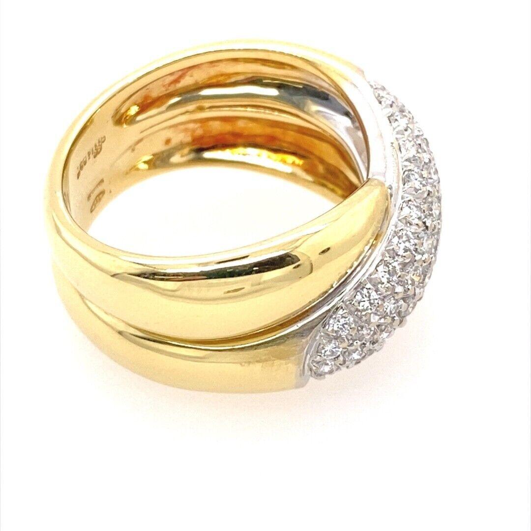Round Cut Leo Pizzo 18ct Gold Diamond Pavee Set 5-Row Crossover Ring, 2.0ct of Diamonds For Sale