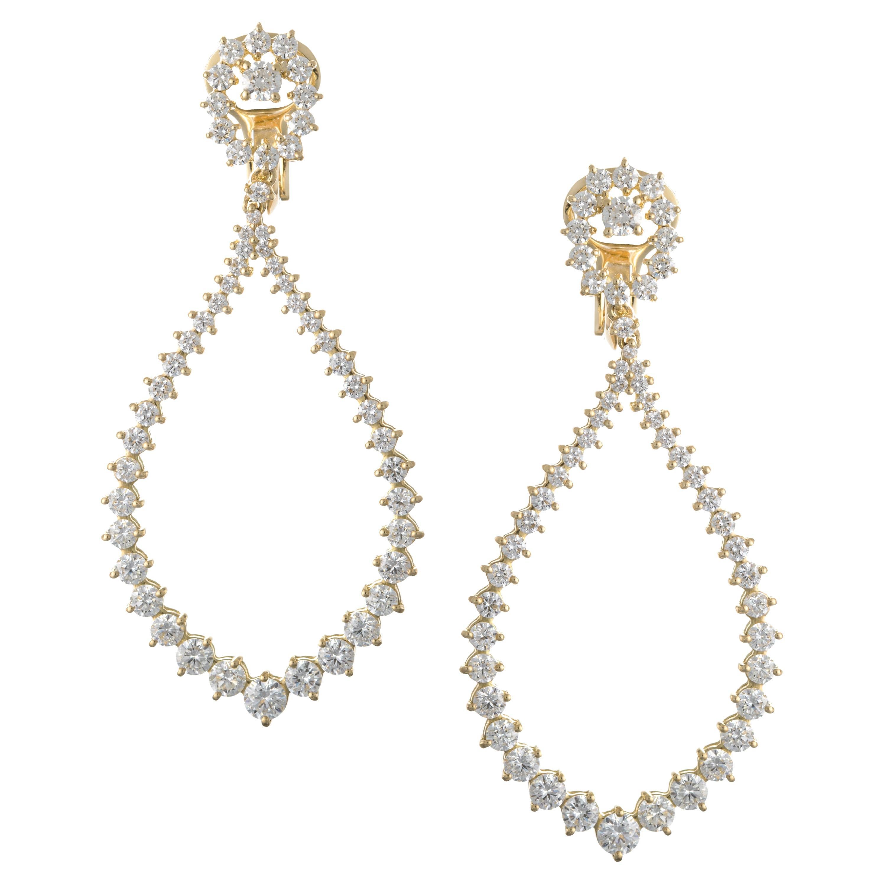 Leo Pizzo 18k Gold Diamond Long Teardrop Earrings For Sale