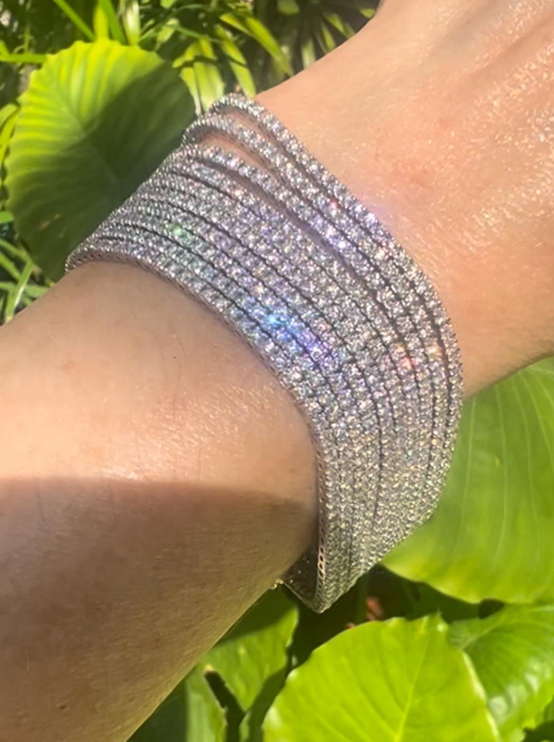 Leo Pizzo 18k White Gold Ten Row Diamond Bracelet For Sale 1