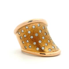Leo Pizzo 18K Rose Gold Wide Diamond Constellation Ring, Italian, c. 1995