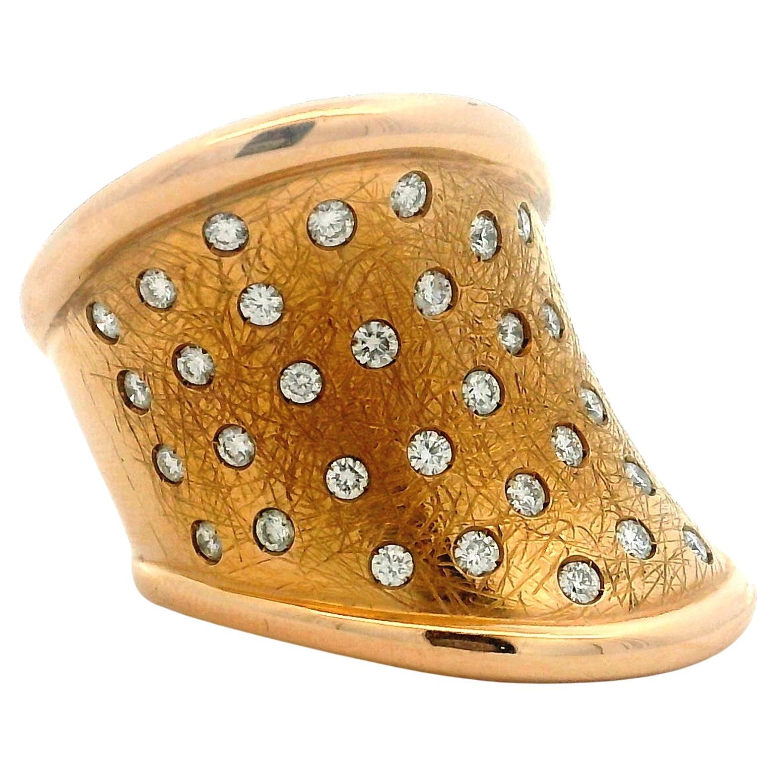 Anello a costellazione larga con diamanti in oro rosa 18 carati di Leo Pizzo, italiano, c.C. 1995 in vendita