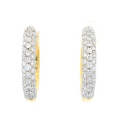 Leo Pizzo Pendientes de oro de 18 quilates, dos tonos, con diamantes engastados y 1,60 ctw