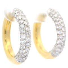 Leo Pizzo 18k zweifarbiges Gold 1,60ctw Pave Set Diamant-Creolen Huggie-Ohrringe