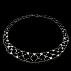 Leo Pizzo 18k White Gold 1.50ctw Diamond Covered Latice Style Flexible Necklace