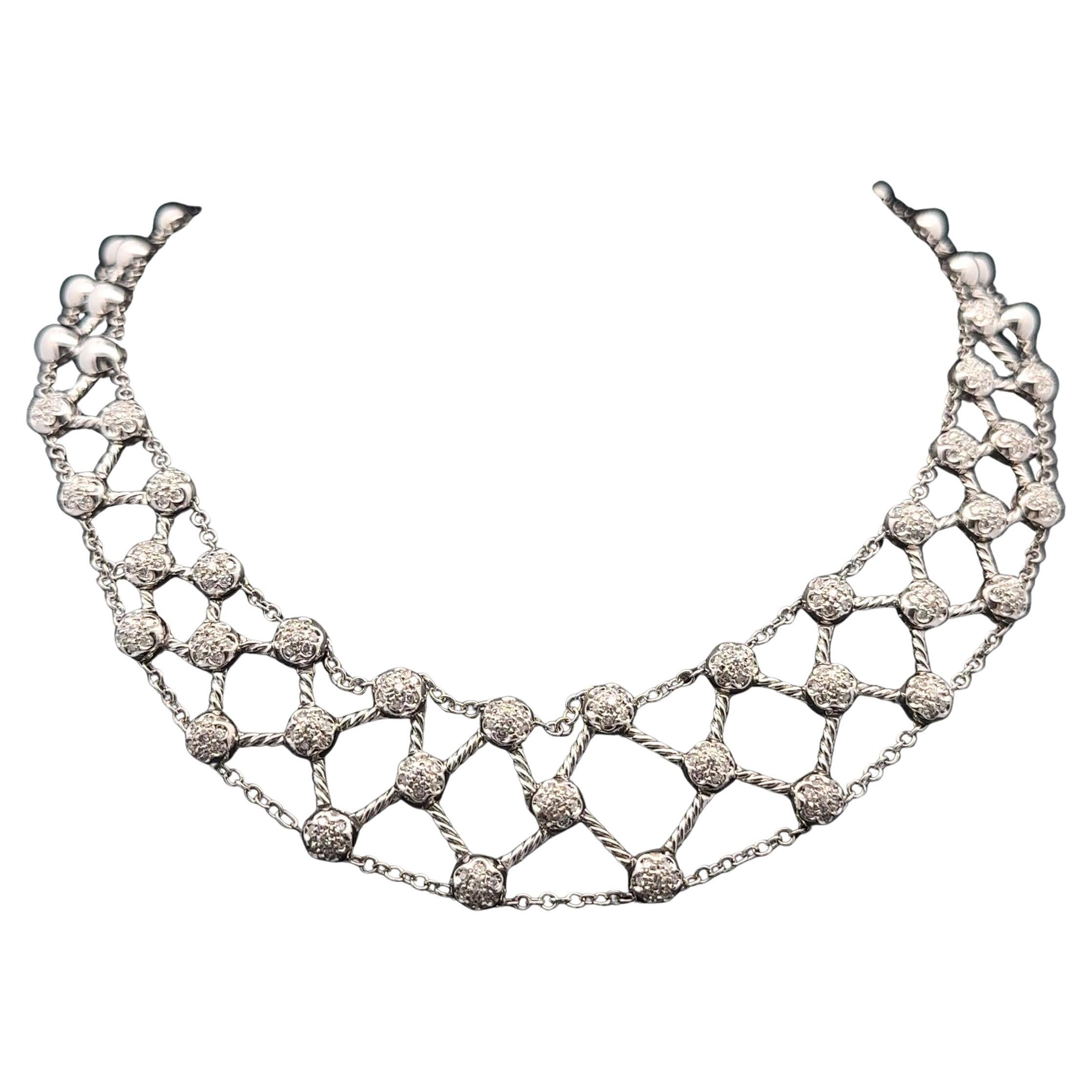 Leo Pizzo 18k White Gold 1.50ctw Diamond Covered Latice Style Flexible Necklace