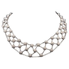 Leo Pizzo 18k White Gold 1.50ctw Diamond Covered Latice Style Flexible Necklace