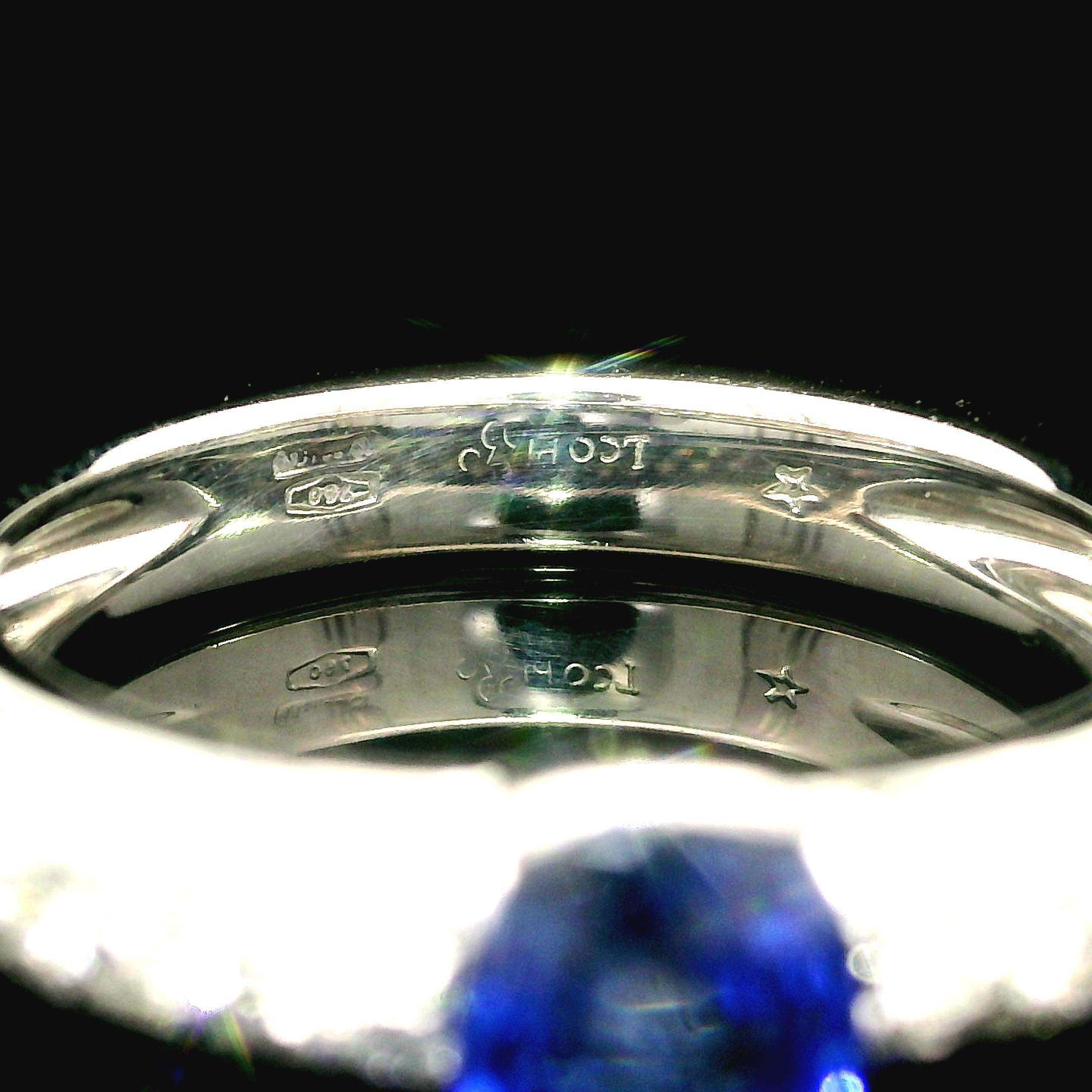 Leo Pizzo 18k White Gold 1.51ctw Oval Royal Blue Sapphire & Pave Diamond Ring In Excellent Condition In Montclair, NJ