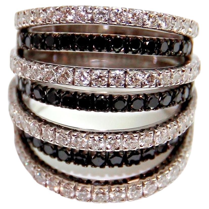 Leo Pizzo Bague en or blanc 18 carats avec diamants noirs et blancs