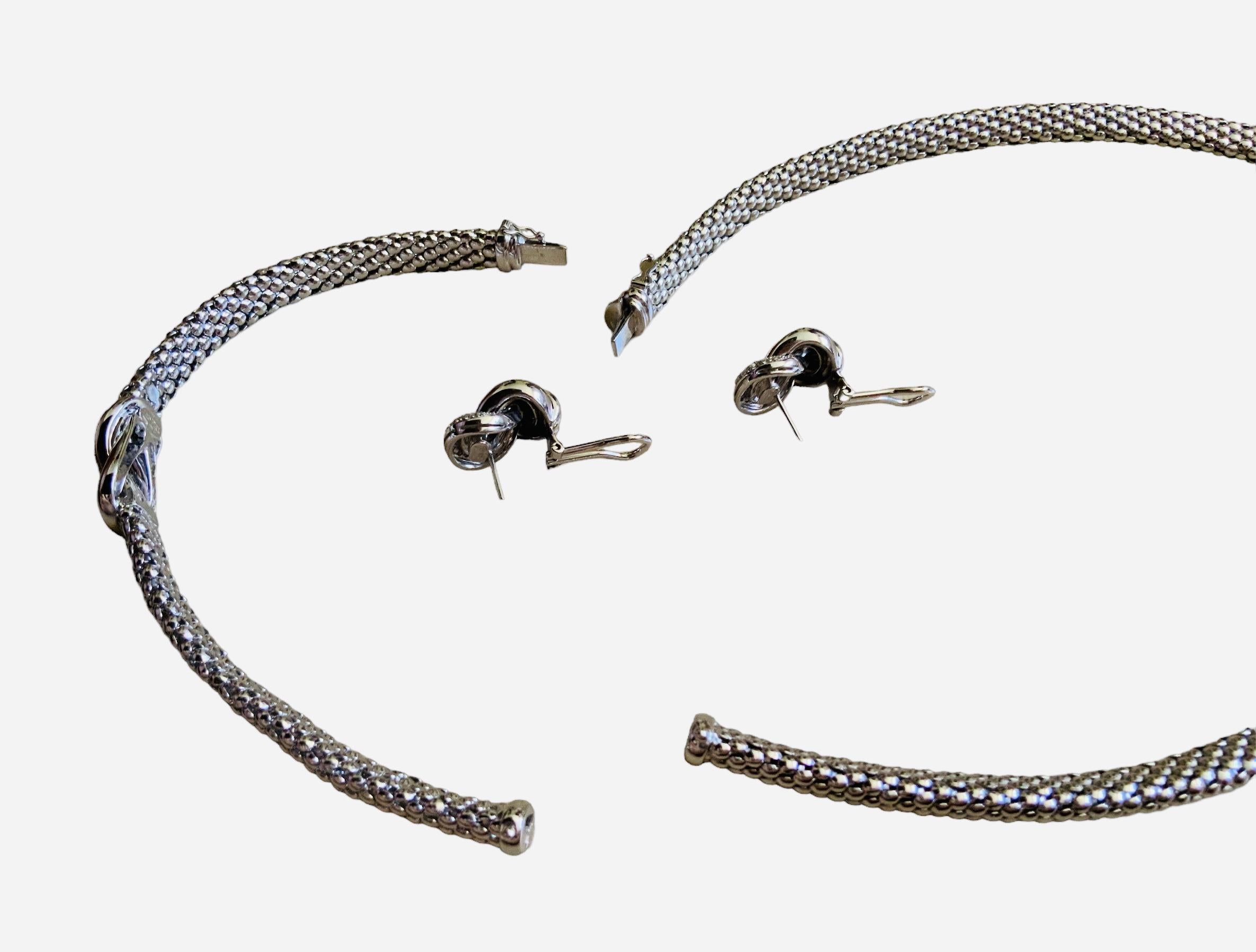 Leo Pizzo 18k White Gold Diamonds Set of Bracelet, Earrings and Necklace 4