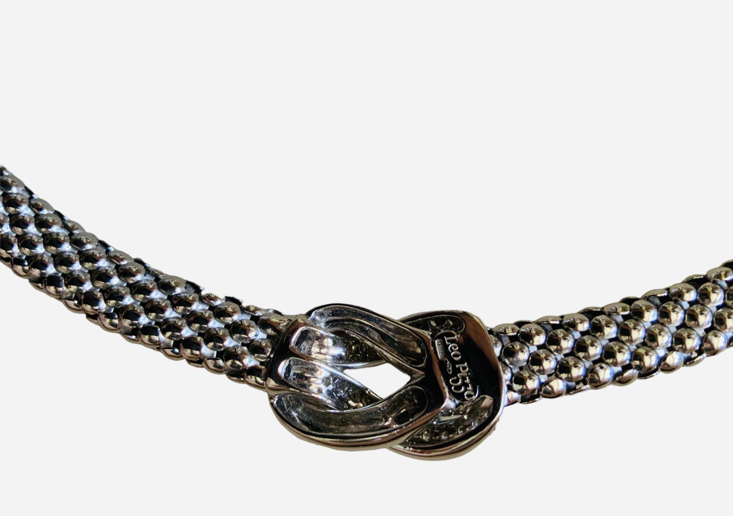 Modern Leo Pizzo 18k White Gold Diamonds Set of Bracelet, Earrings and Necklace