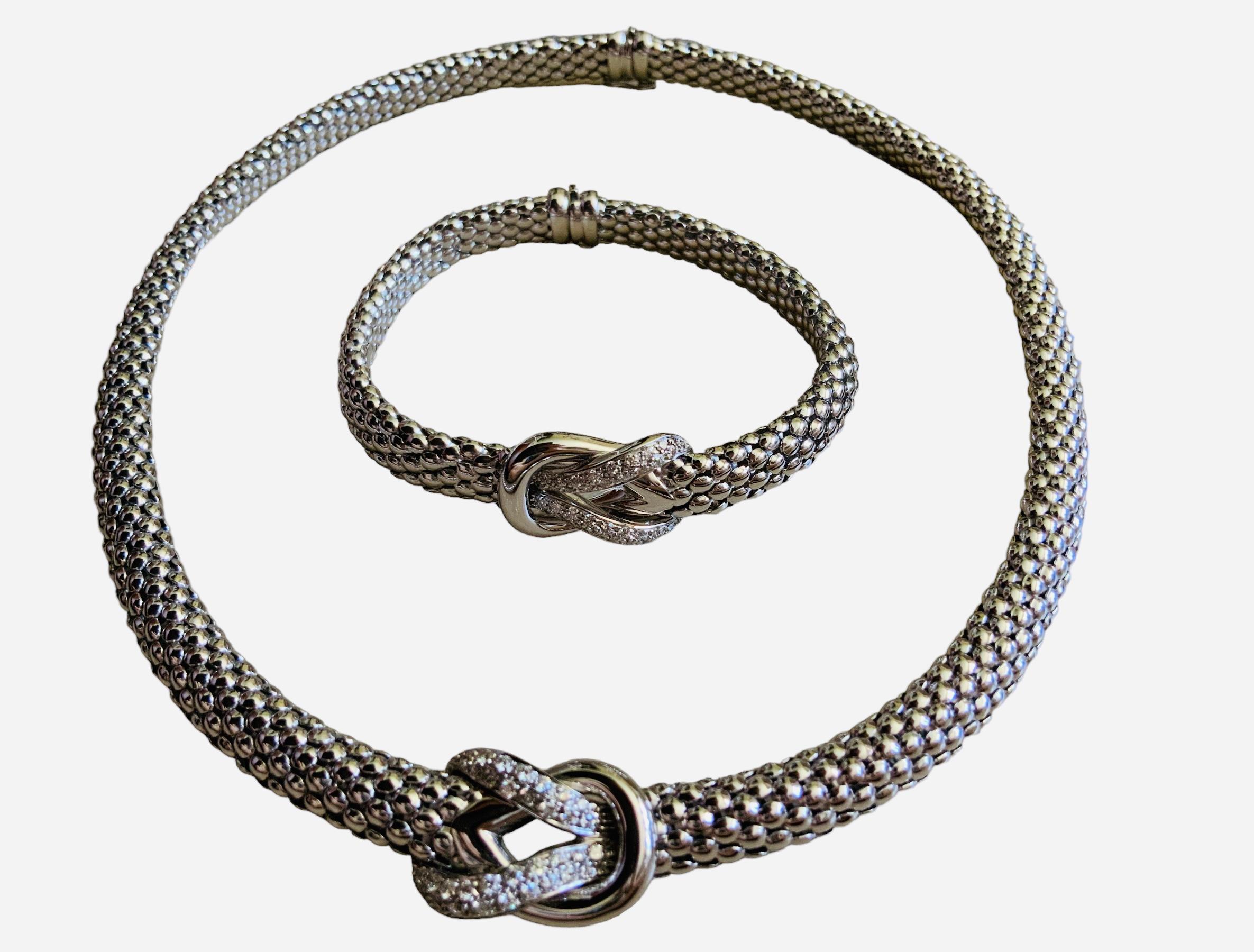 Leo Pizzo 18k White Gold Diamonds Set of Bracelet, Earrings and Necklace 1