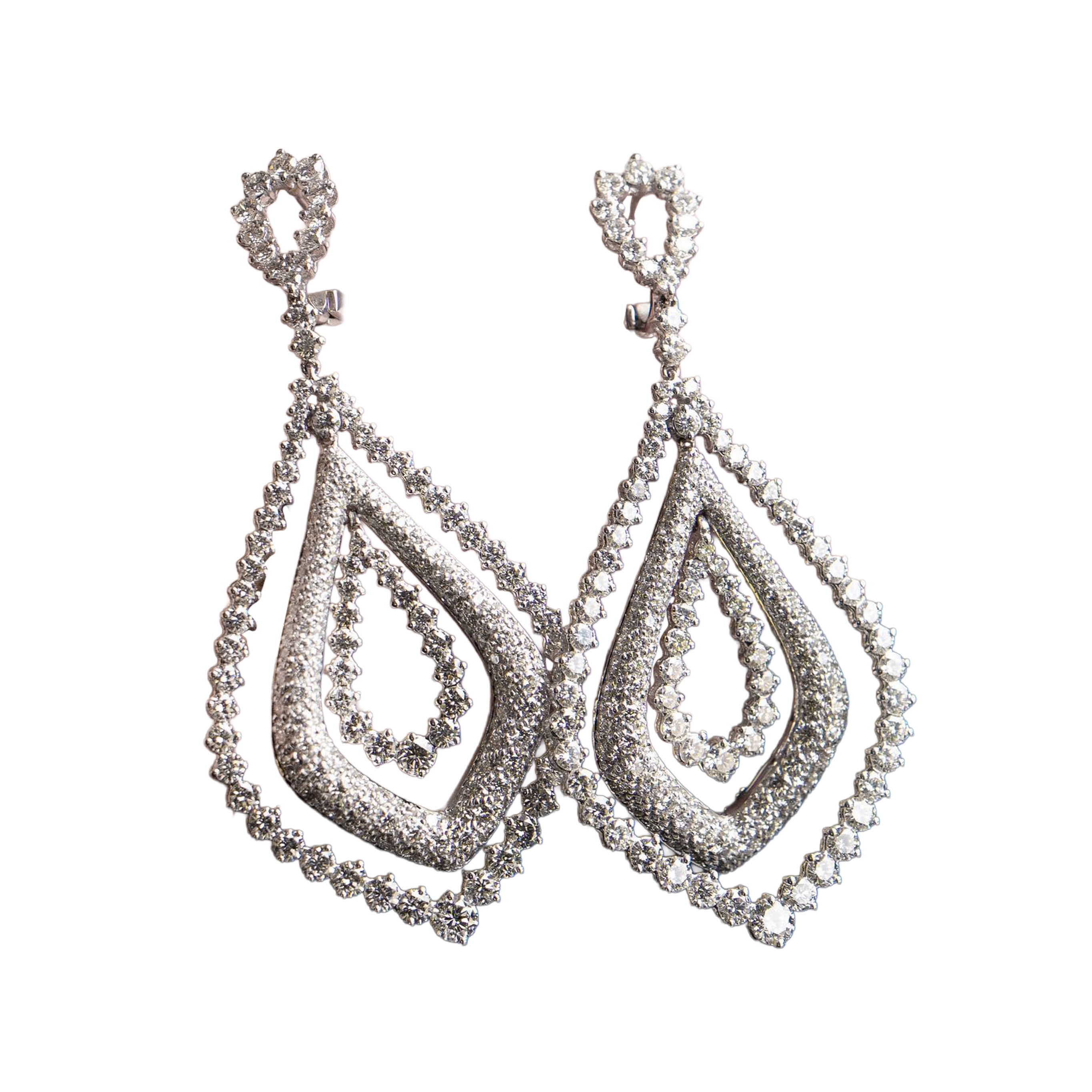 Pre-owned Leo Pizzo 18k White Gold Natural Diamond Drop Earrings Approx 11 Ctw