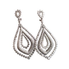 LEO PIZZO Boucles d'oreilles pendantes en or blanc 18k diamant naturel Approx 11 CTW