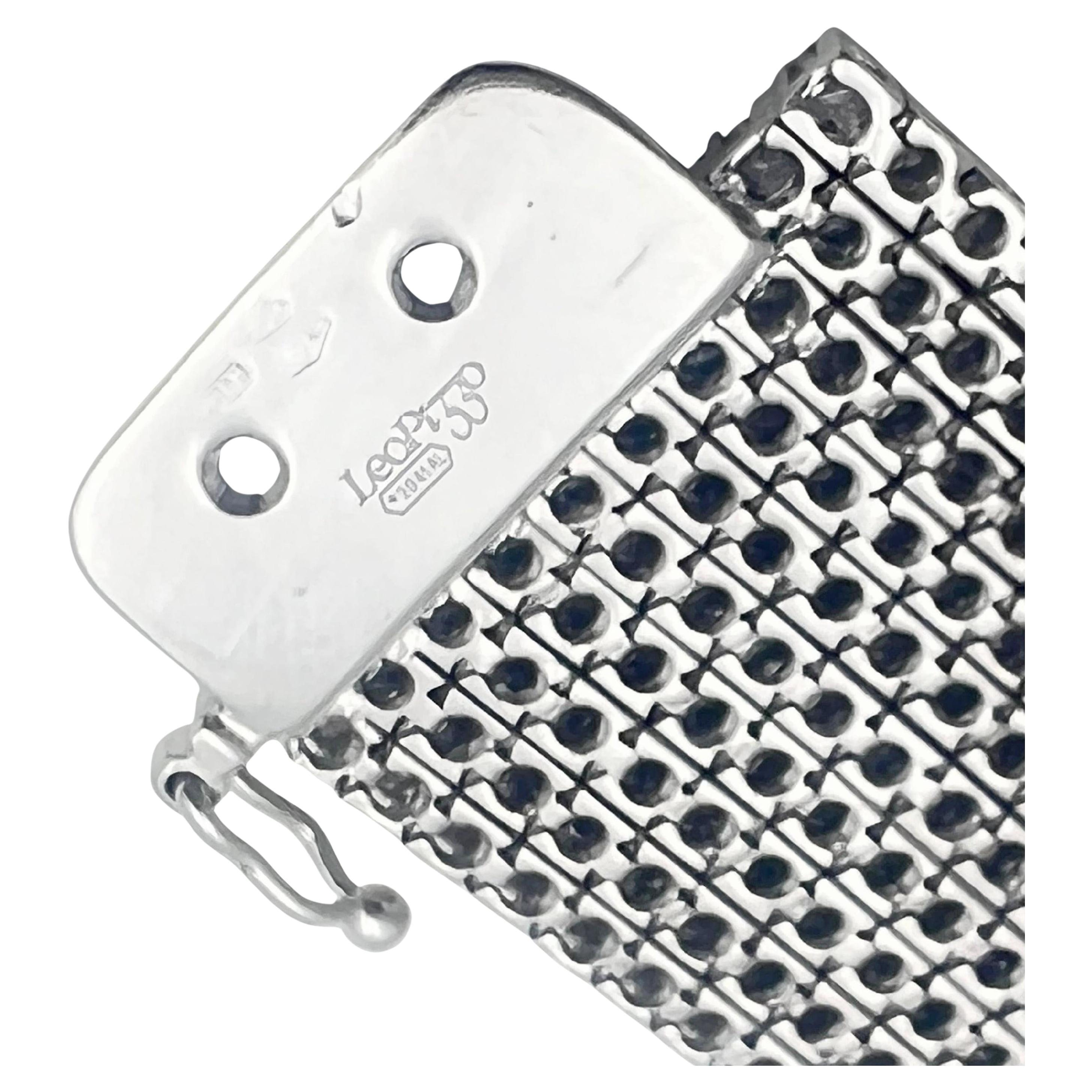 Leo Pizzo 18k Weißgold Zehnreihiges Diamantarmband für Damen oder Herren im Angebot