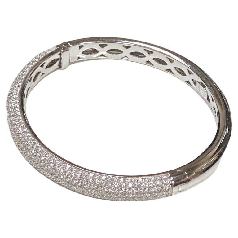 Leo Pizzo 18 Karat White Gold Diamond Bangle For Sale at 1stDibs