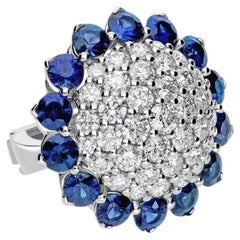 Leo Pizzo 18kt White Gold Floral Earrings with Diamonds and Sapphires