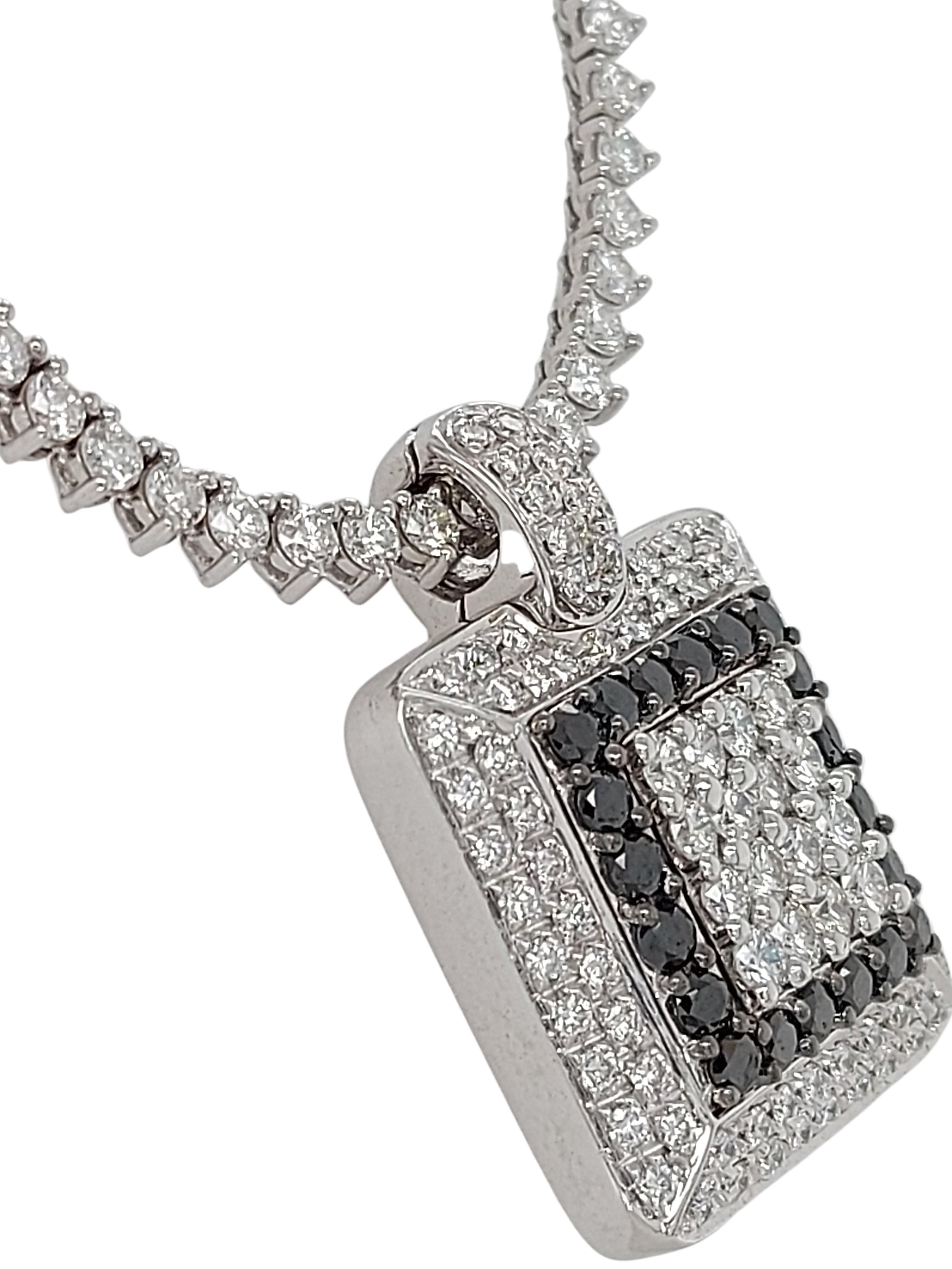 Leo Pizzo 18 Karat White Gold Necklace with 12.04 Carat Black and White Diamonds For Sale 1