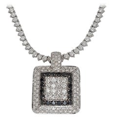 Leo Pizzo 18 Karat White Gold Necklace with 12.04 Carat Black and White Diamonds