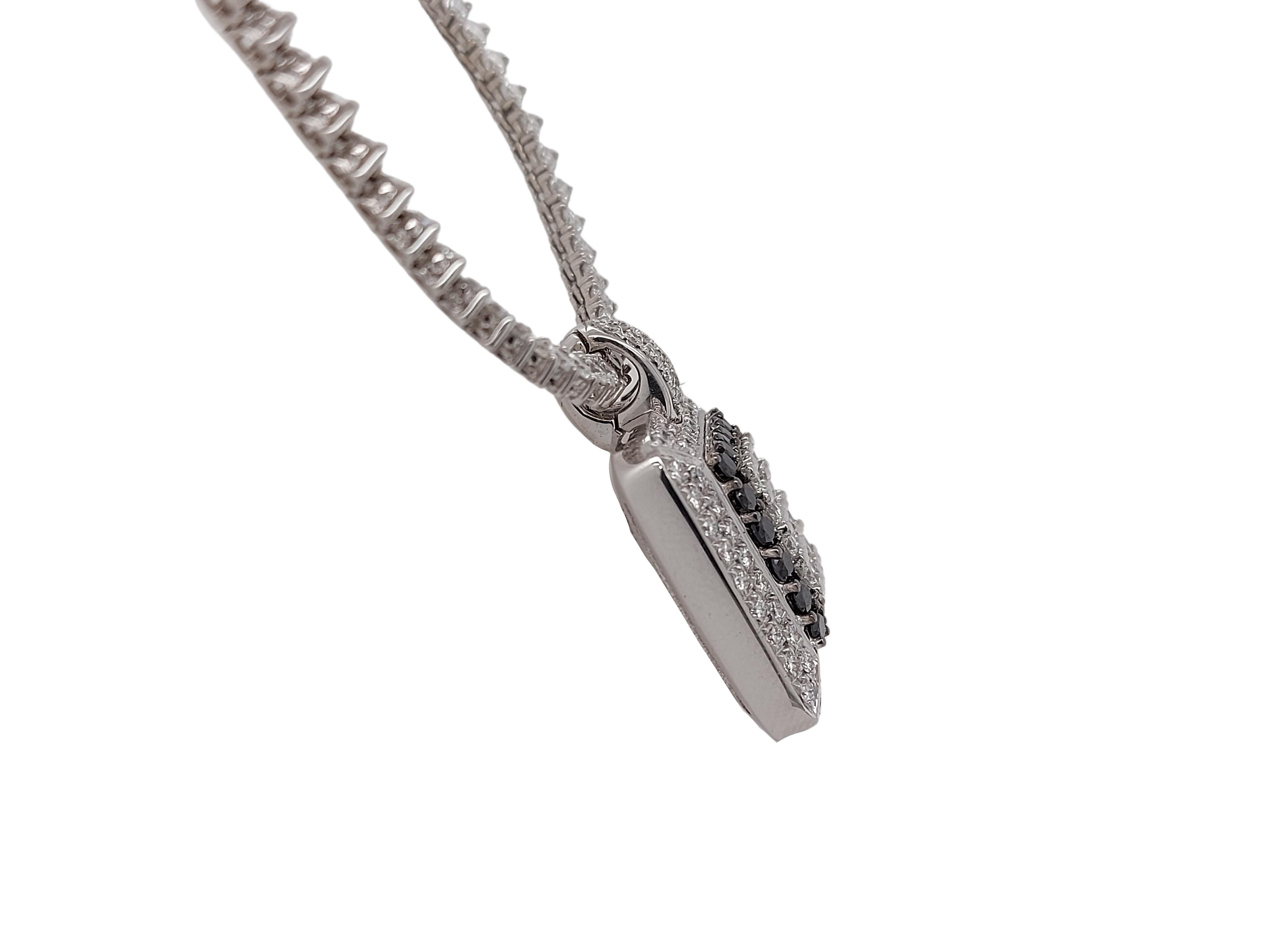 Artisan Leo Pizzo 18kt White Gold Necklace with 12.04ct Black and White Diamonds For Sale