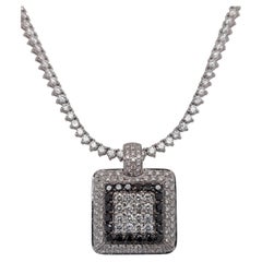 Leo Pizzo 18kt White Gold Necklace with 12.04ct Black and White Diamonds