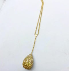 Leo Pizzo 18 Karat Yellow Gold Dew Drop Pendant, 3.26 Carat Yellow Diamonds