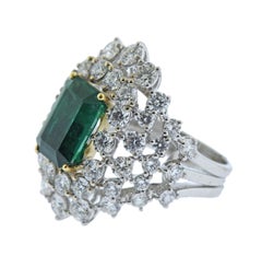 Leo Pizzo 3.94 Carat Emerald Diamond Gold Cocktail Ring