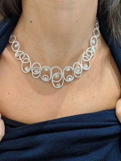 Leo Pizzo 6.18 Carat Graduating Diamond Oval Swirl Necklace