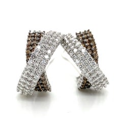 Leo Pizzo Chocolate and White Diamond Twist 18k White Gold Earring