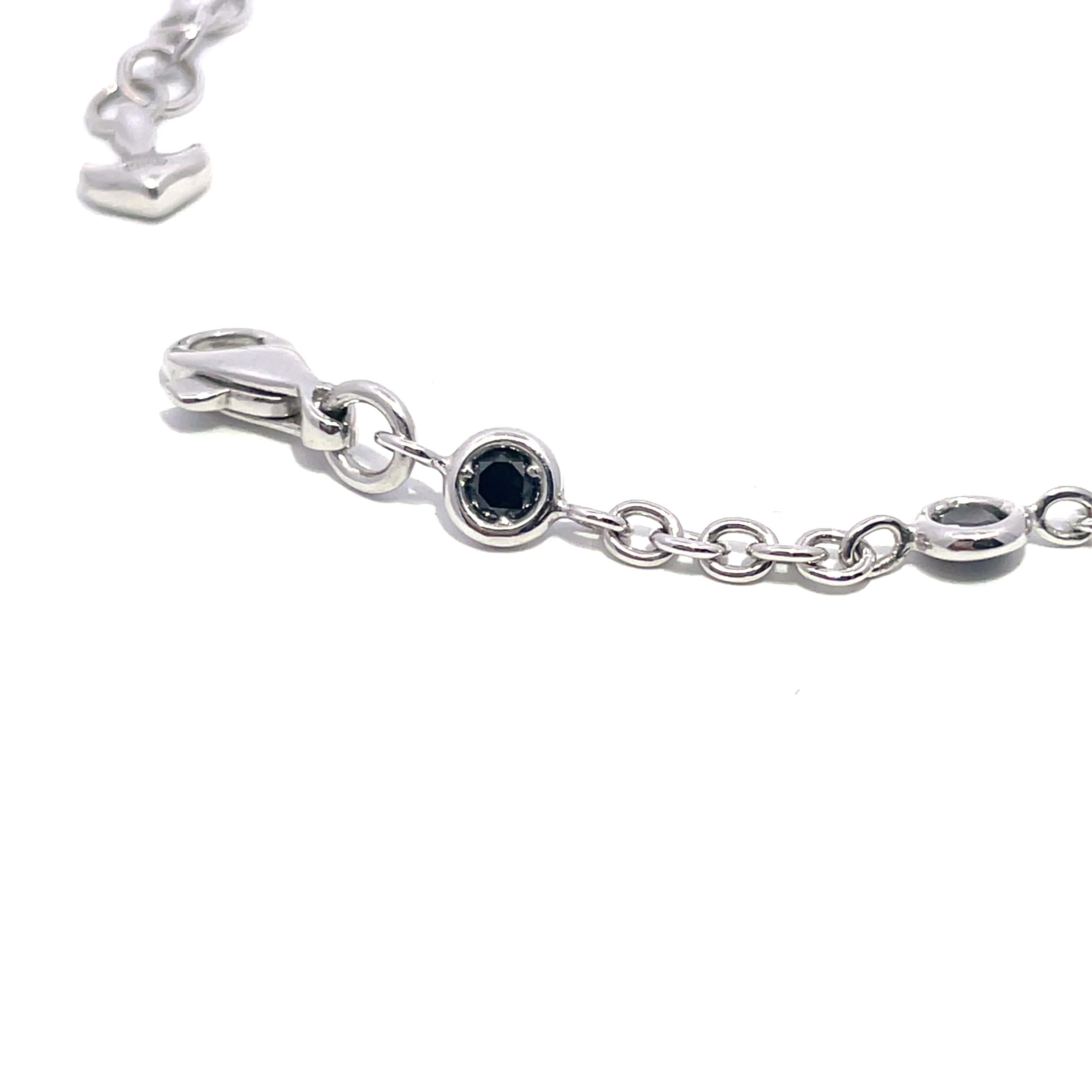 Round Cut Leo Pizzo Designer 18k White Gold Black Diamond Bracelet For Sale