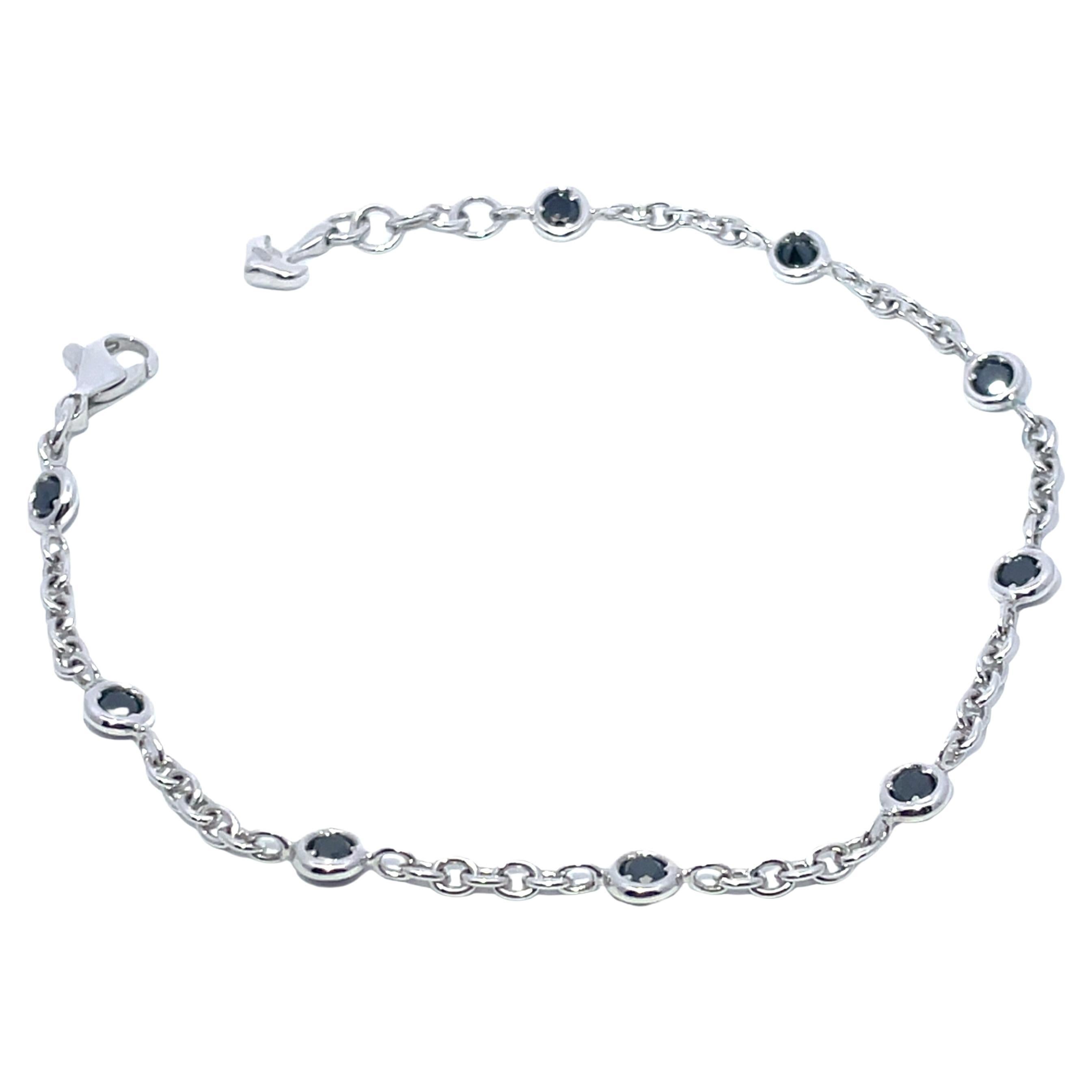 Leo Pizzo Designer 18k White Gold Black Diamond Bracelet For Sale