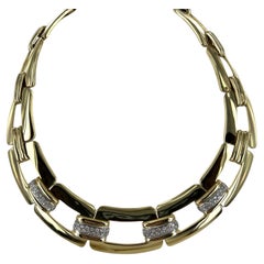 Leo Pizzo Diamond 18 Karat Yellow Gold Collar Open Link Vintage Necklace