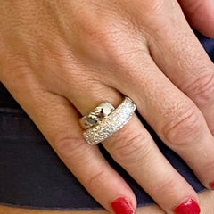 Leo Pizzo Diamond Crossover Wedding Band Ring 18 Karat White Gold