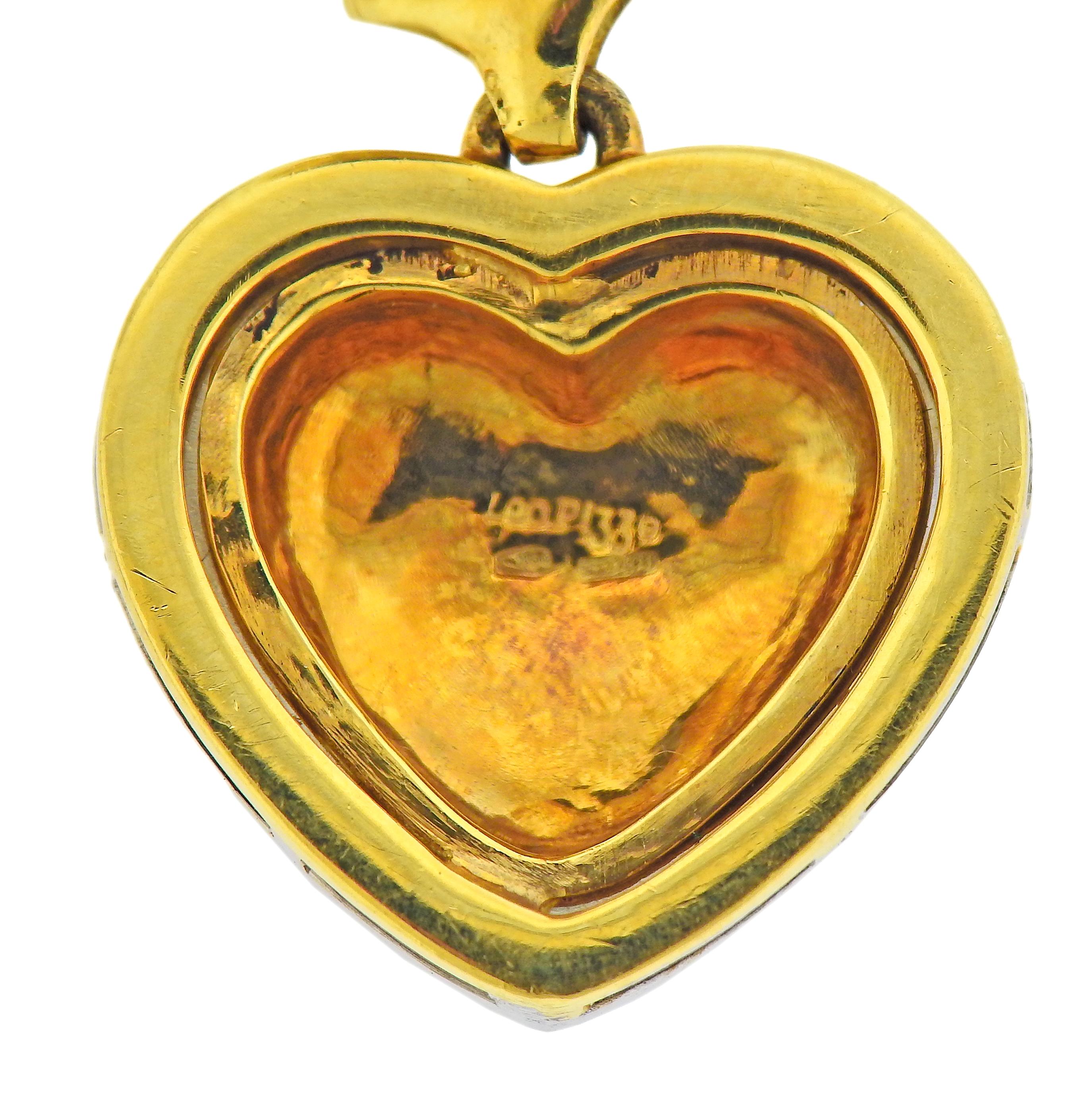 Leo Pizzo Diamond Gold Heart Earrings For Sale at 1stDibs