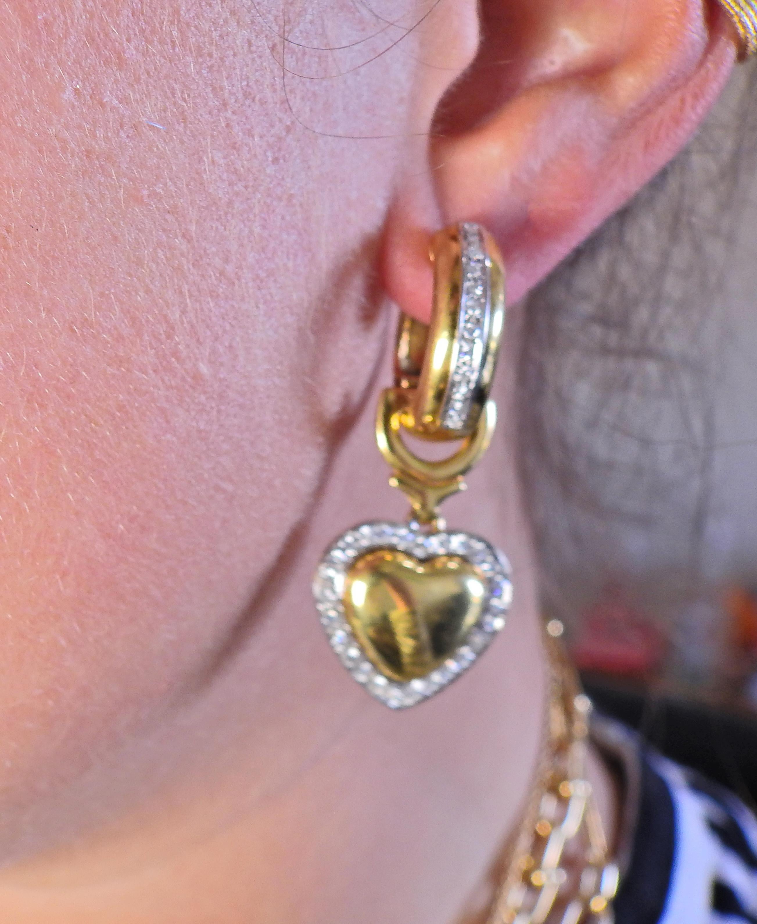 Boucles d'oreilles coeur en or et diamants de Leo Pizzo Excellent état - En vente à New York, NY