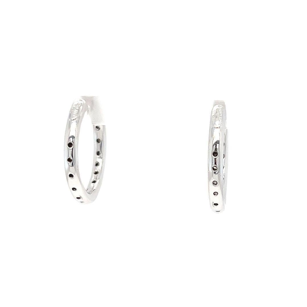 Round Cut Leo Pizzo Diamond Hoop Earrings in White Gold For Sale