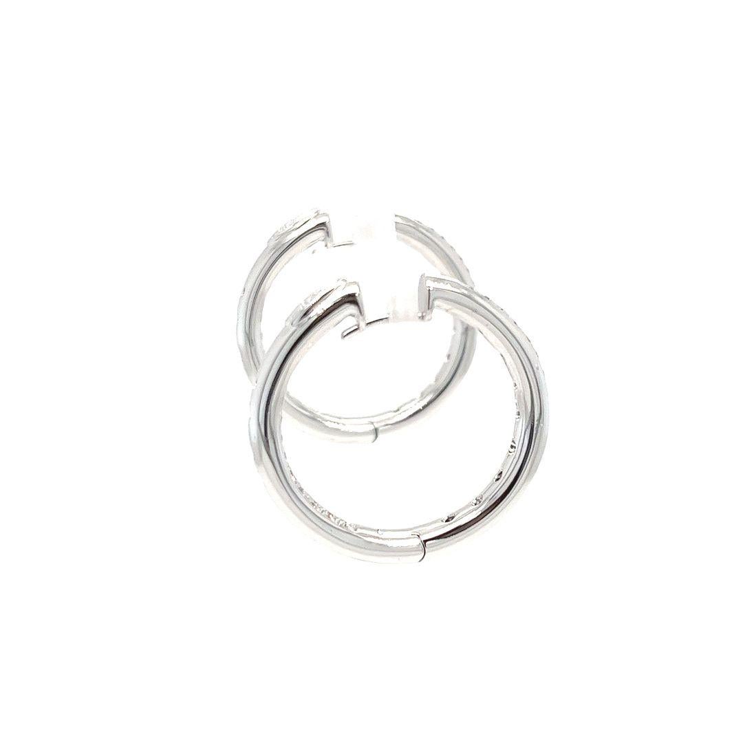 Leo Pizzo Diamond Hoop Earrings in White Gold In Good Condition For Sale In Coral Gables, FL
