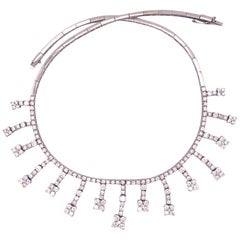 Leo Pizzo Diamond Necklace 8 Carat in 18 Karat White Gold
